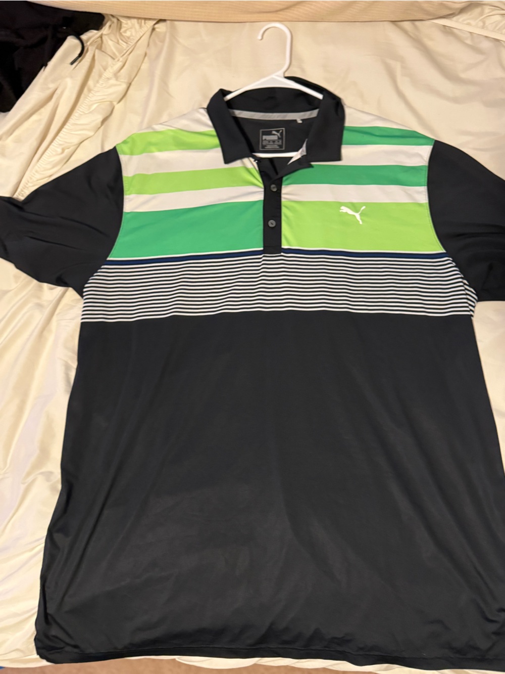 Puma Black Golf Polo with Lime Accents